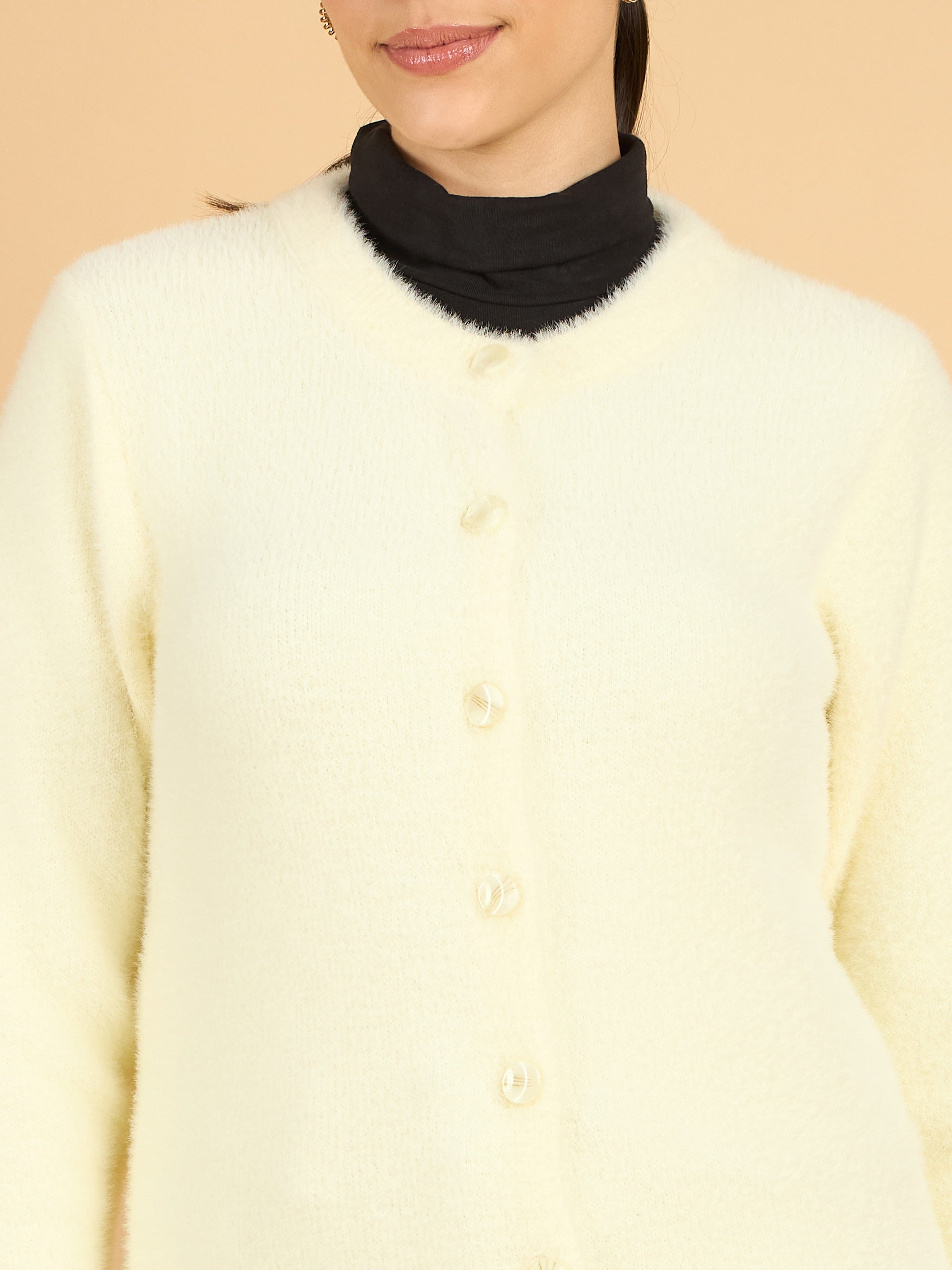 Cream color Hair Wool Winter Wear Women’S Cardigan