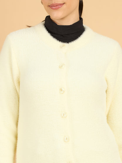 Cream color Hair Wool Winter Wear Women’S Cardigan