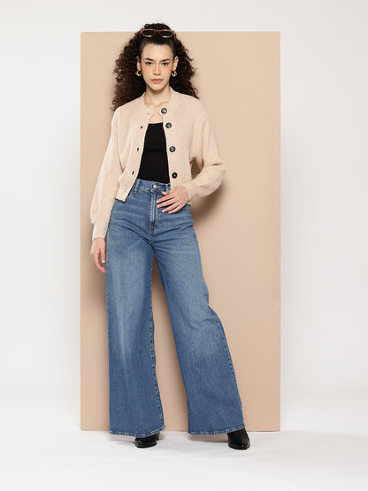 Women Knitted Cropped Cardigan