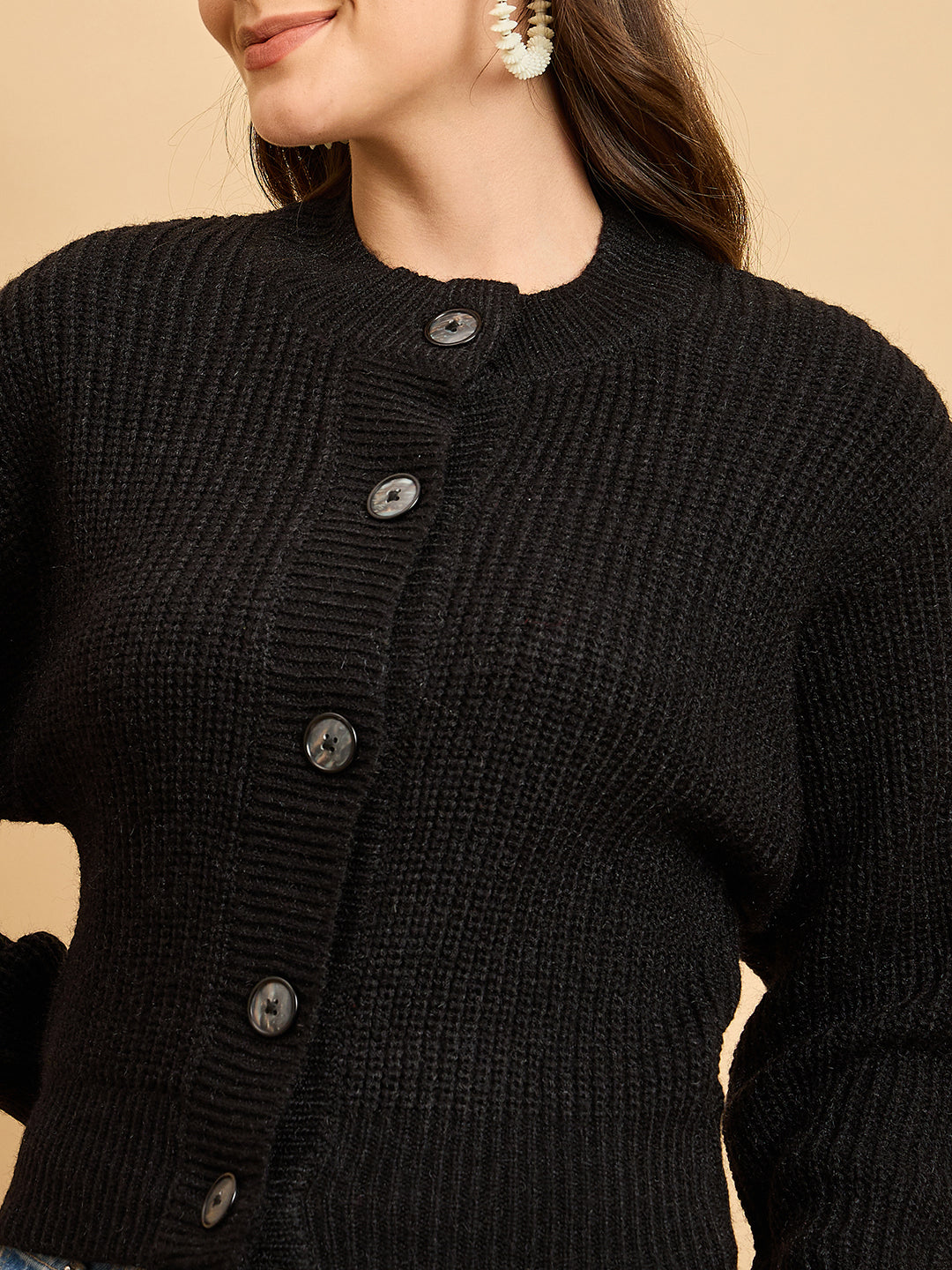 Women Knitted Cropped Cardigan Sweater