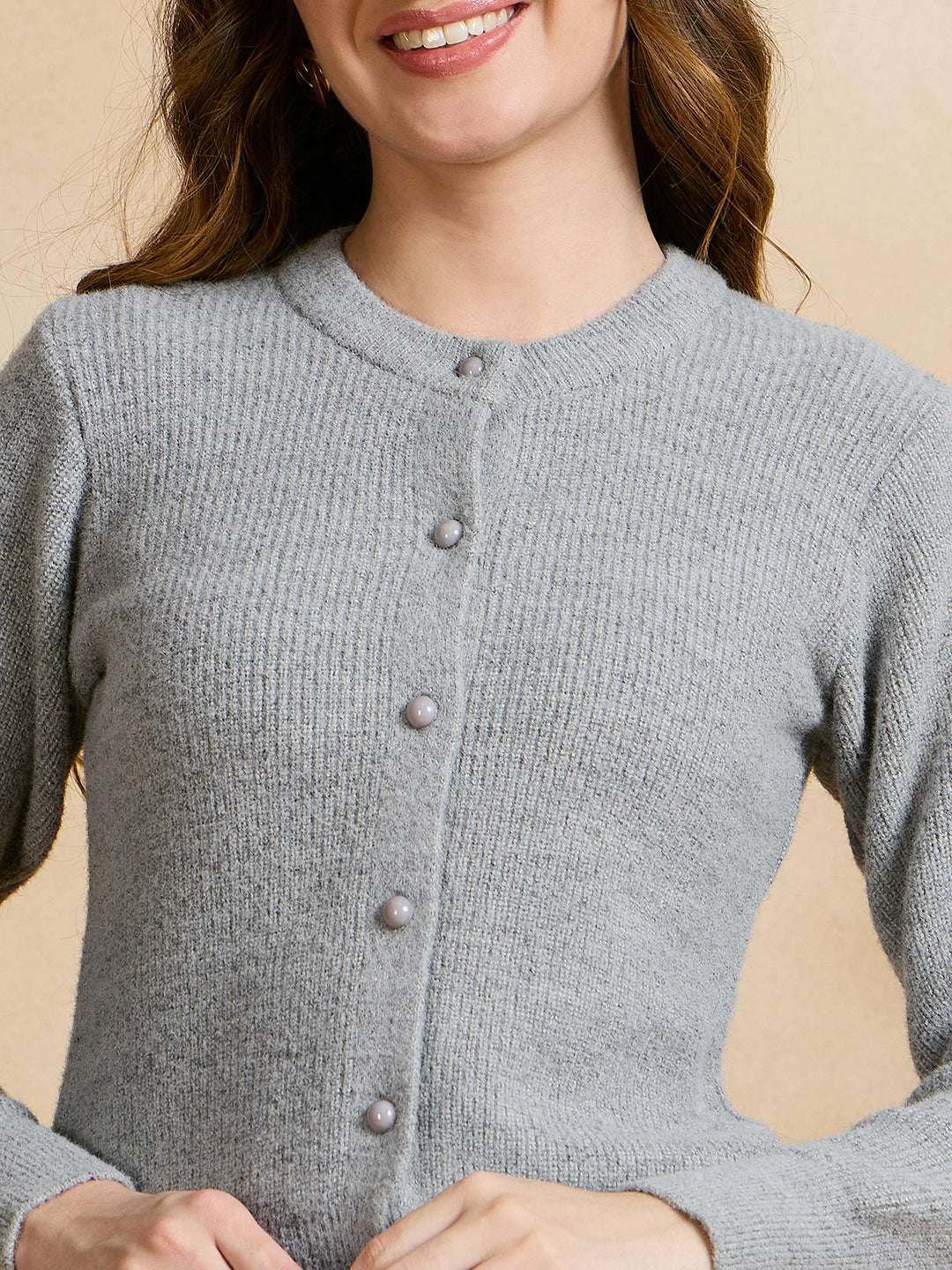 Clapton Women Grey Solid Cardigan