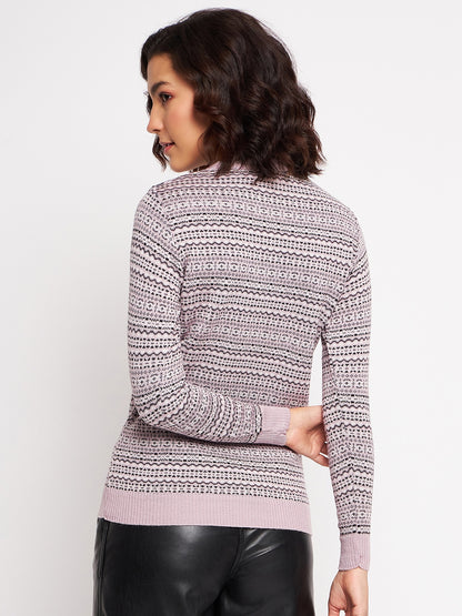 Wool Blend Round Neck Peach Top