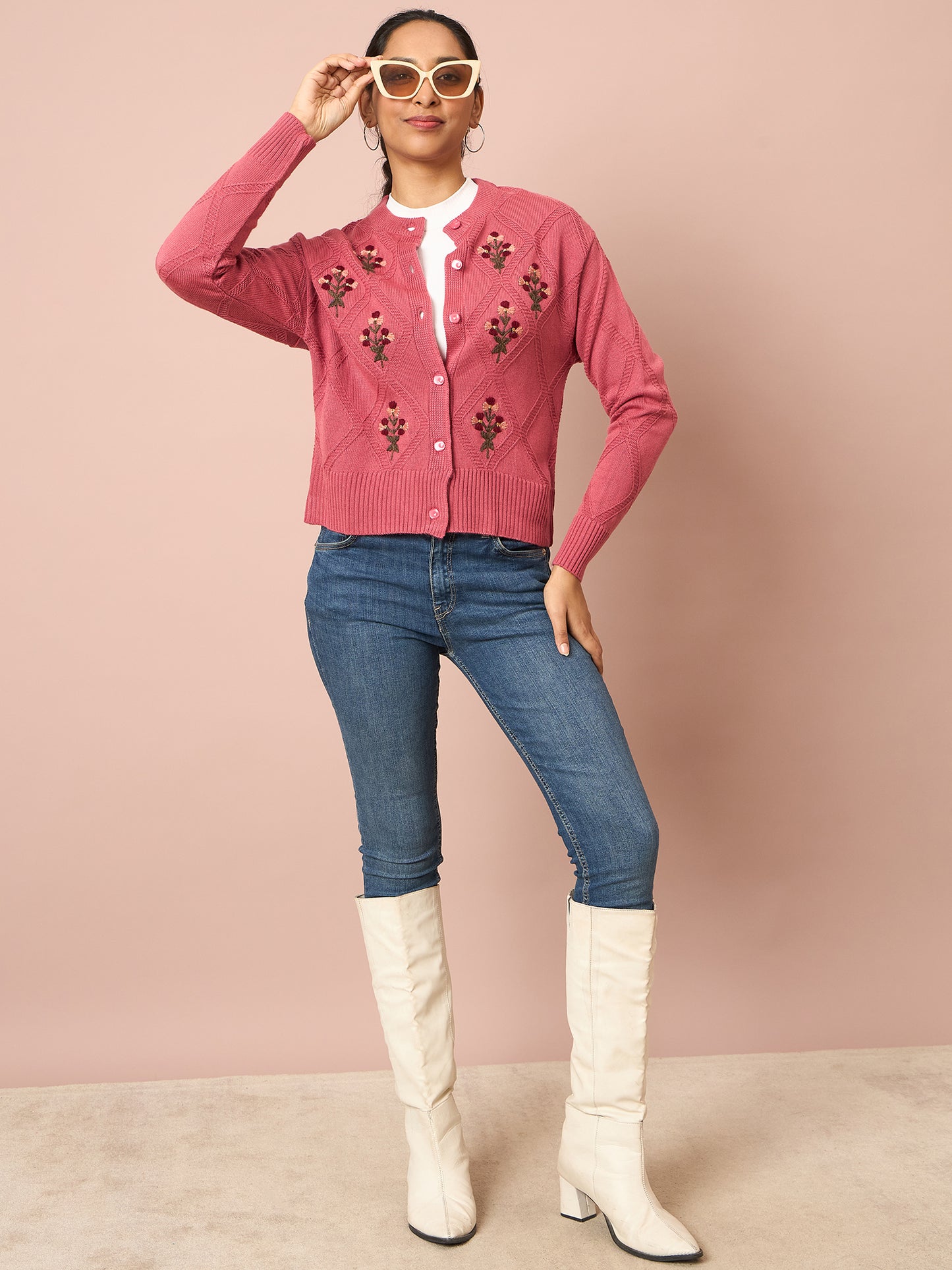 Knitted Floral Embroidered Cardigan | Clapton