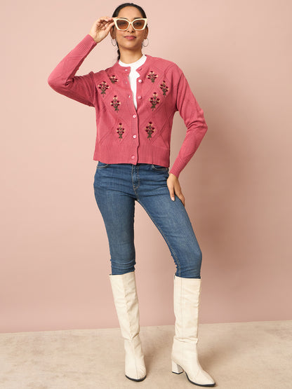 Knitted Floral Embroidered Cardigan | Clapton