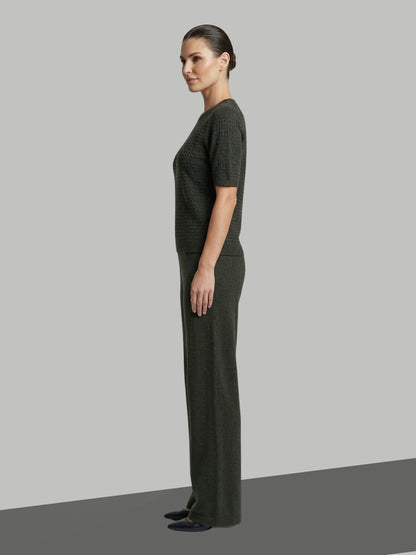 Clapton Knitted Summer Wear Co-Ord Set Top & Straight-Leg Trousers Mehndi