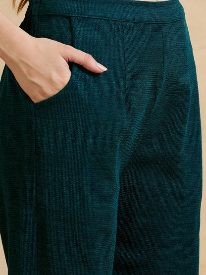 Clapton Embroidered Straight Kurta Pant With Dupatta Set Green