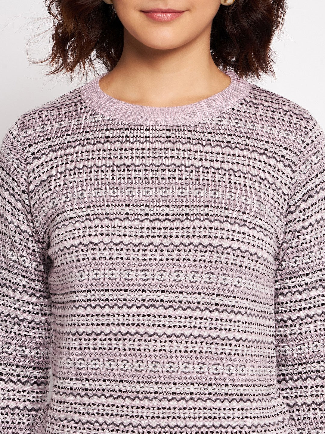 Wool Blend Round Neck Peach Top
