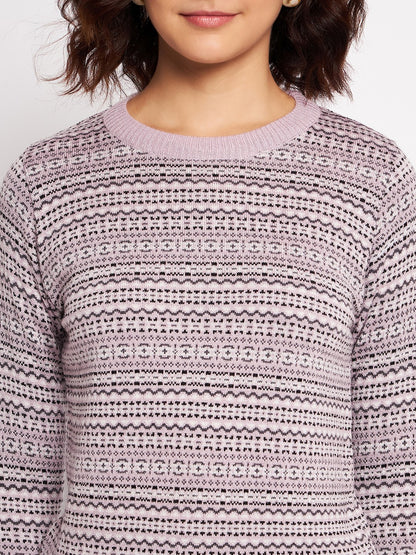 Wool Blend Round Neck Peach Top