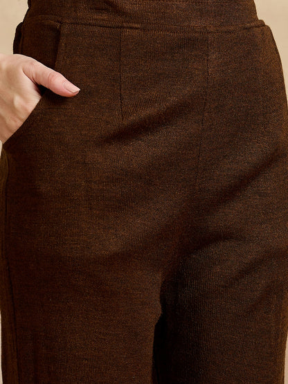 Clapton Embroidered Straight Kurta Pant With Dupatta Set Brown