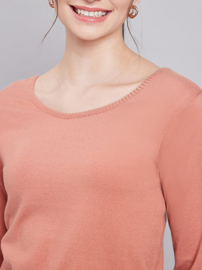Wool Blend  Full Sleeve Designer Coral Blouse