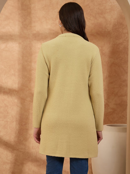 Women’s Longline Full-Sleeve Button-Front Cardigan GOLD