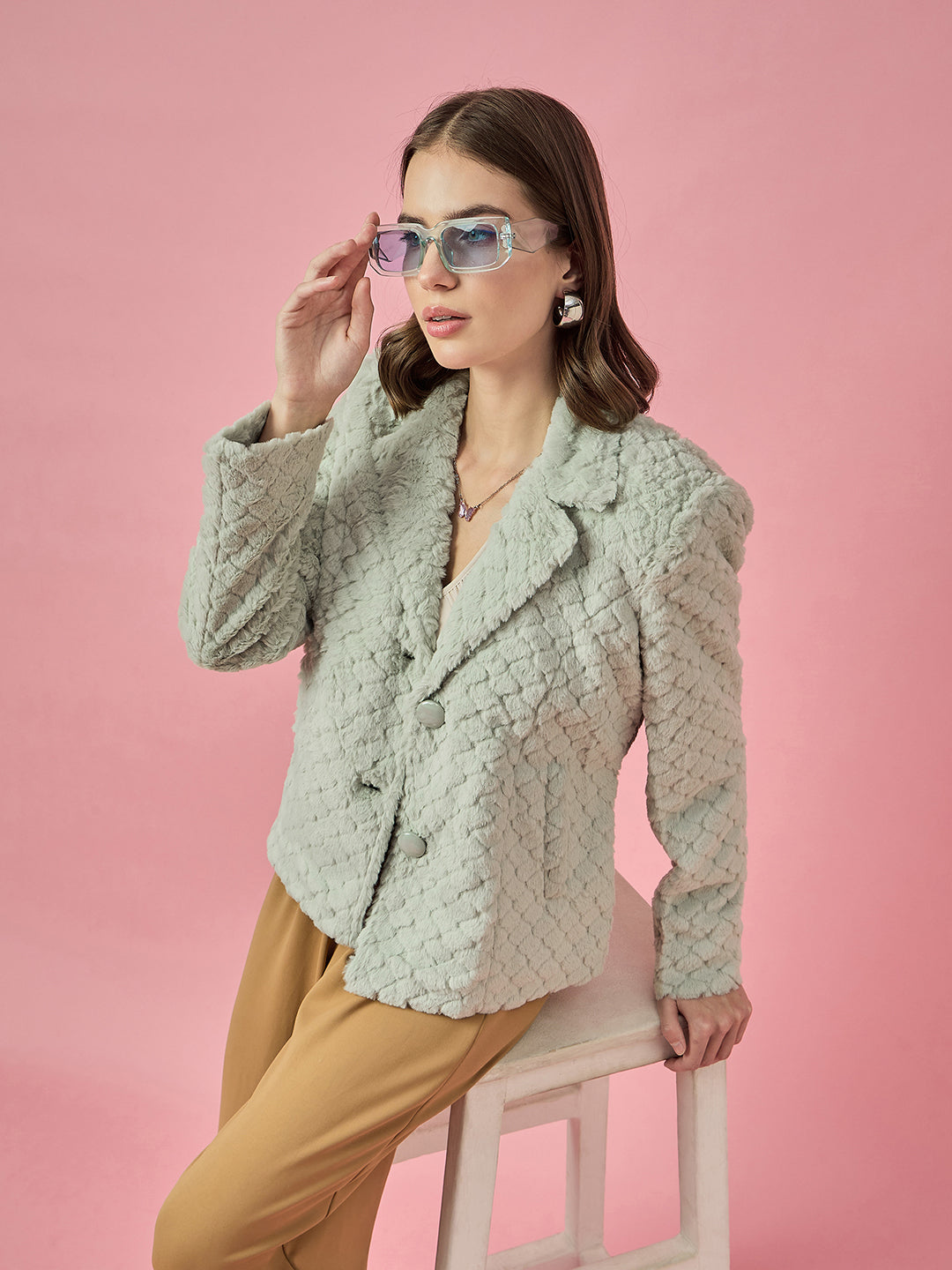 Single Breasted Woollen Blazer Regular Fit Formal Pista