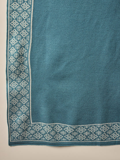 Clapton Embroidered Straight Kurta Pant With Dupatta Set Sky