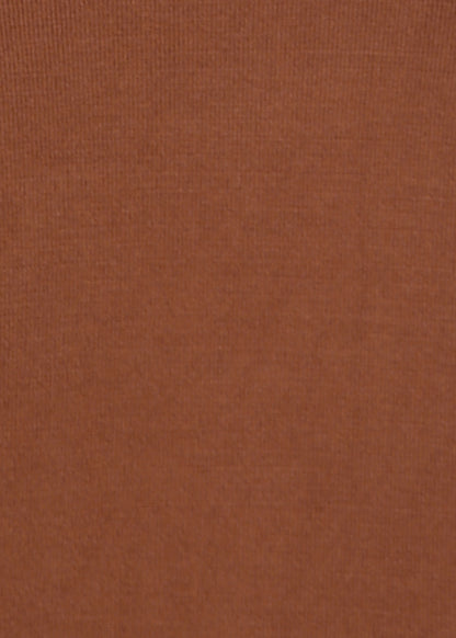 Women Solid Color Round Neck Half Sleeve Viscose T-Shirt Brown