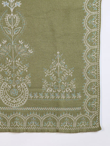 Clapton Embroidered Straight Kurta Pant With Dupatta Set Green