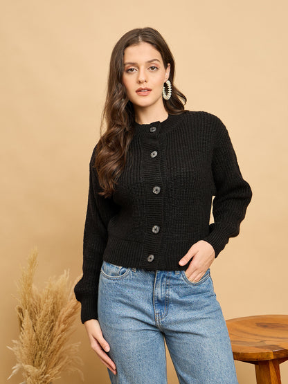 Women Knitted Cropped Cardigan Sweater