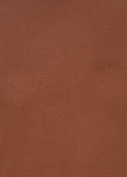 Women Solid Color Round Neck Viscose T-Shirt Brown