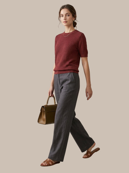Clapton Knitted Summer Wear Textured Top maroon