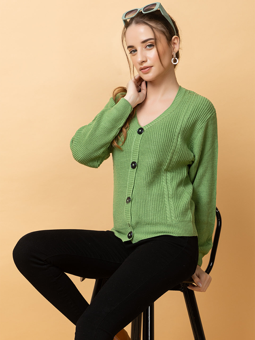 Clapton Women Parrot Self Knitted Cardigan