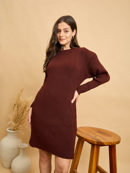 Women Knitted Long Tunic ,Button Down ,Winter Wear Women Color  Wine