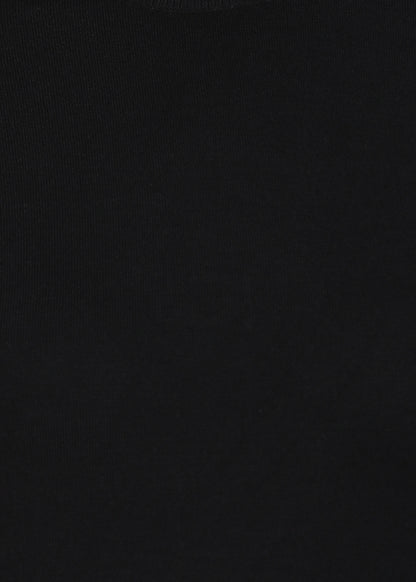 Women Solid Color Round Neck Viscose T-Shirt Black