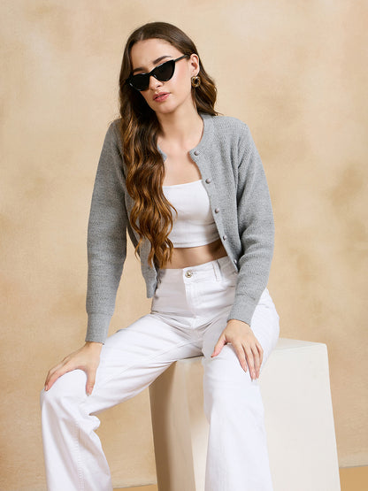 Clapton Women Grey Solid Cardigan