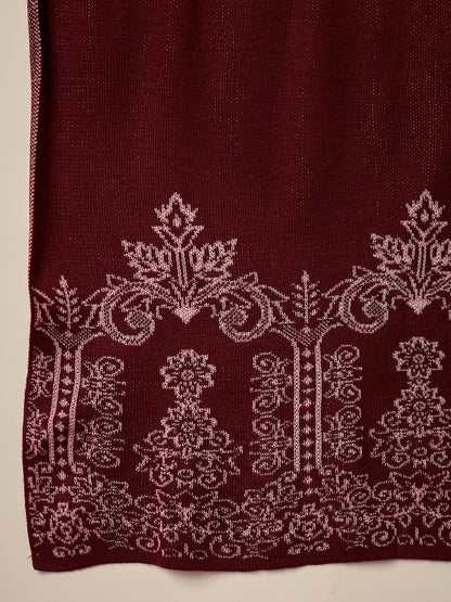 Clapton Embroidered Straight Kurta Pant With Dupatta Set Maroon