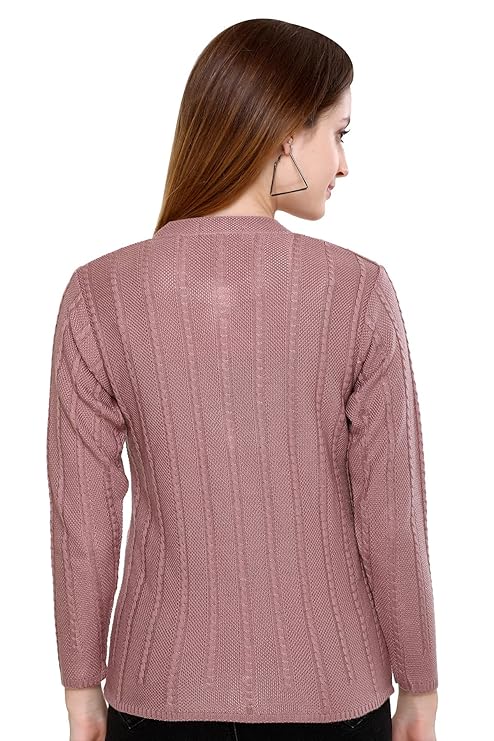 Wool Blend Round Neck Chocolate cardigan