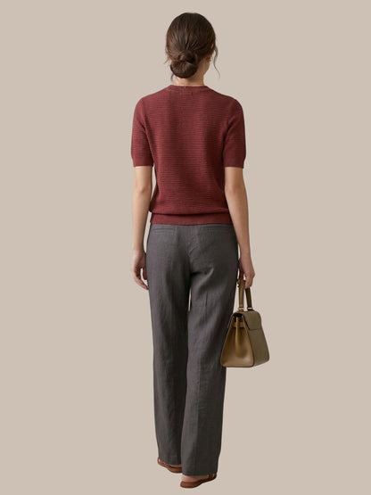 Clapton Knitted Summer Wear Textured Top maroon