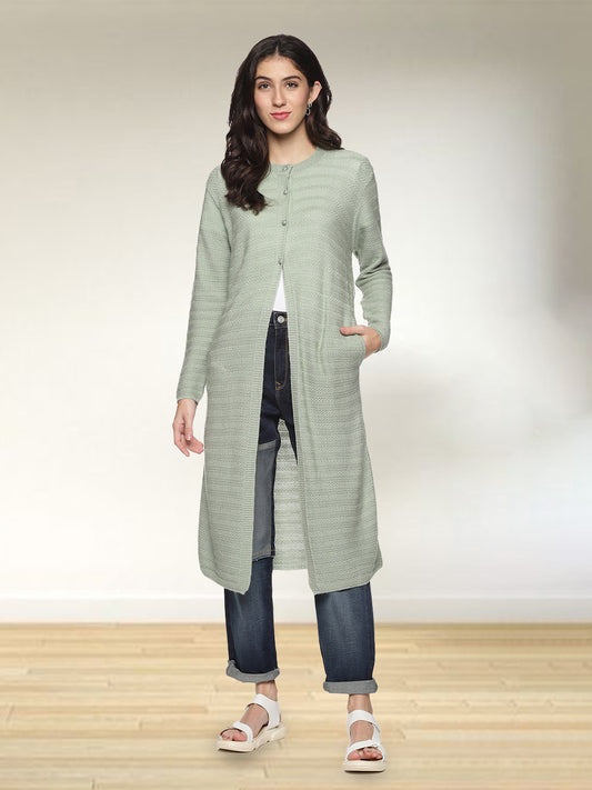 Wool Blend Round Neck Pista Extra long Shrug