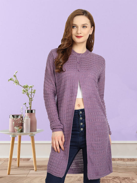 Wool Blend Round Neck Move Long Shrug