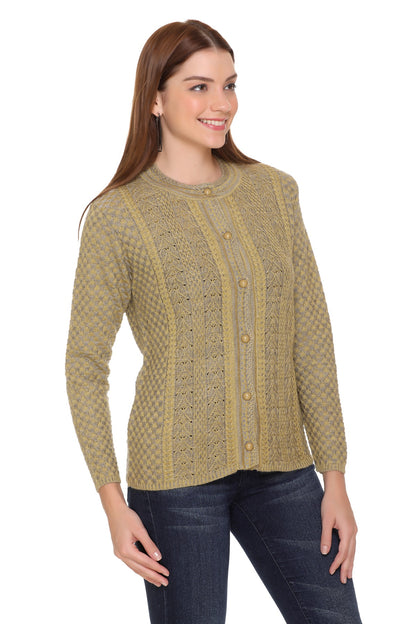 Wool Blend Round Neck Mustered Cardigans