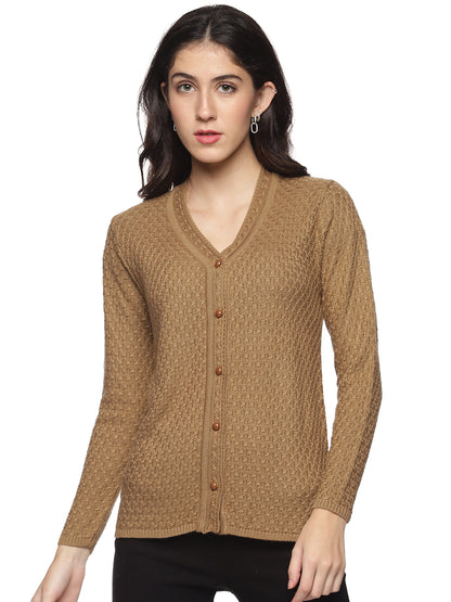 Wool Blend V Neck Brown cardigan