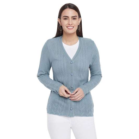 Wool Blend V Neck Sky cardigan