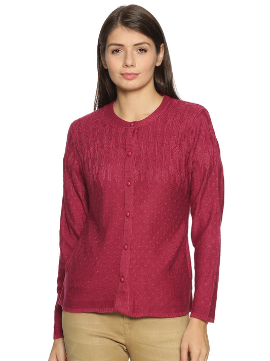 Wool Blend Round Neck Onion cardigan