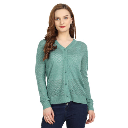 Wool Blend V Neck Mint cardigan