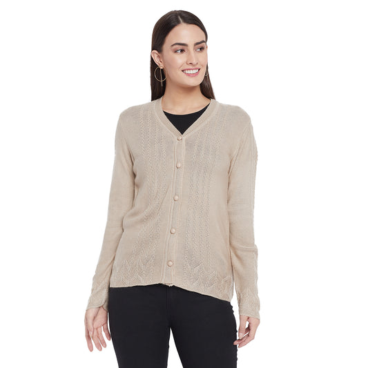 Wool Blend V Neck Camel cardigan