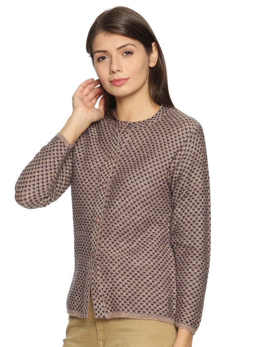 Wool Blend Round Neck Camel Cardigans