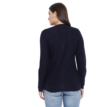 Wool Blend V Neck Navy Blue cardigan