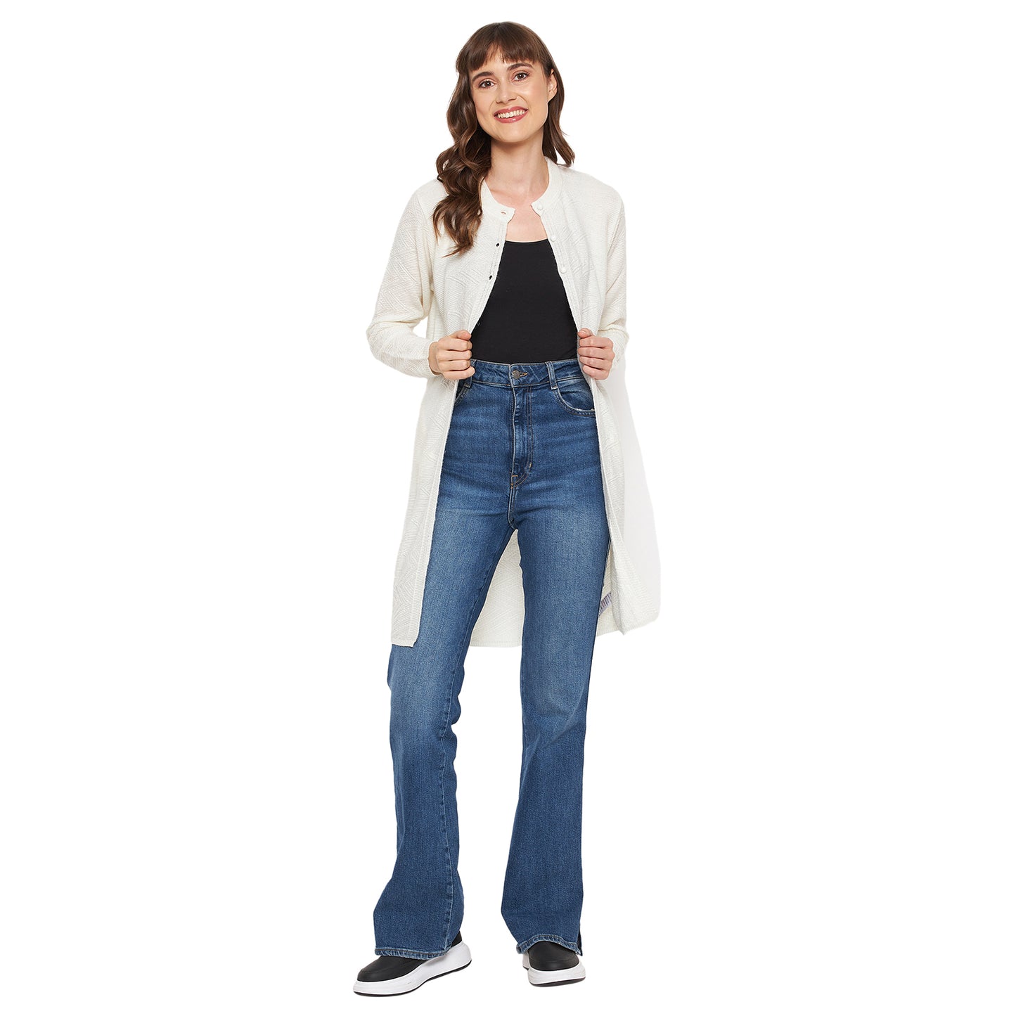 Wool Blend Round Neck Pista Long Shrug