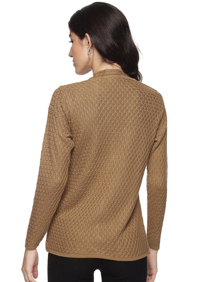 Wool Blend V Neck Brown cardigan