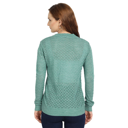 Wool Blend V Neck Mint cardigan