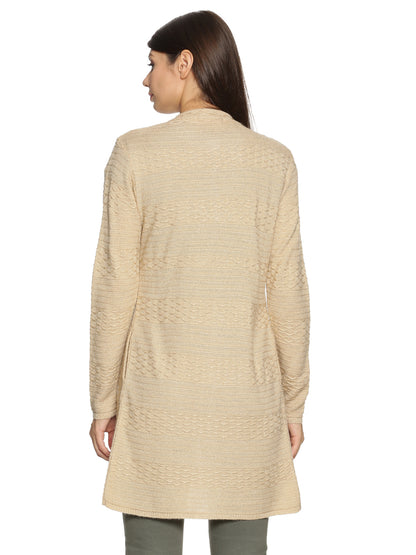 Wool Blend Round Neck Blonde Long Shrug