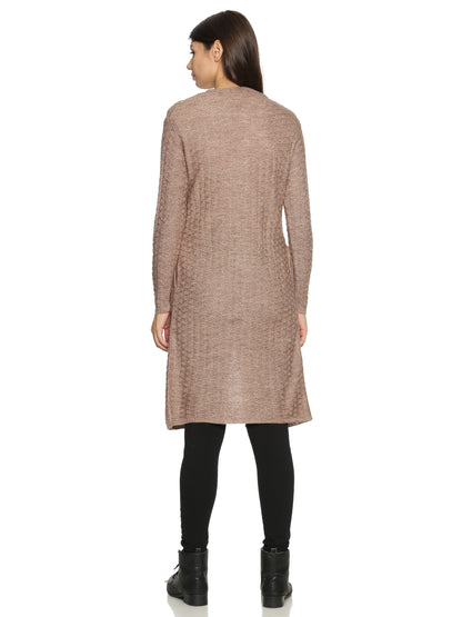 Wool Blend Round Neck Camel Extra long Shrug