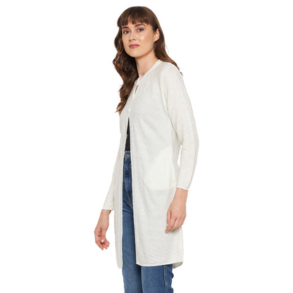 Wool Blend Round Neck Pista Long Shrug