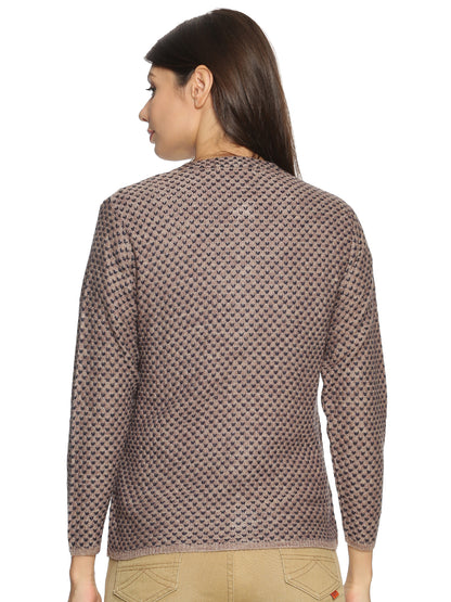 Wool Blend Round Neck Camel Cardigans