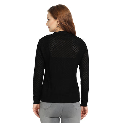 Wool Blend V Neck Black cardigan