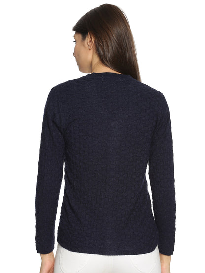 Wool Blend V Neck Dark Navy Cardigans