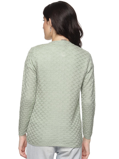 Wool Blend Round Neck Pista Cardigans
