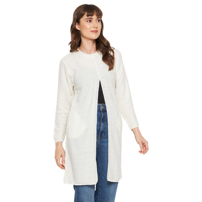 Wool Blend Round Neck Pista Long Shrug